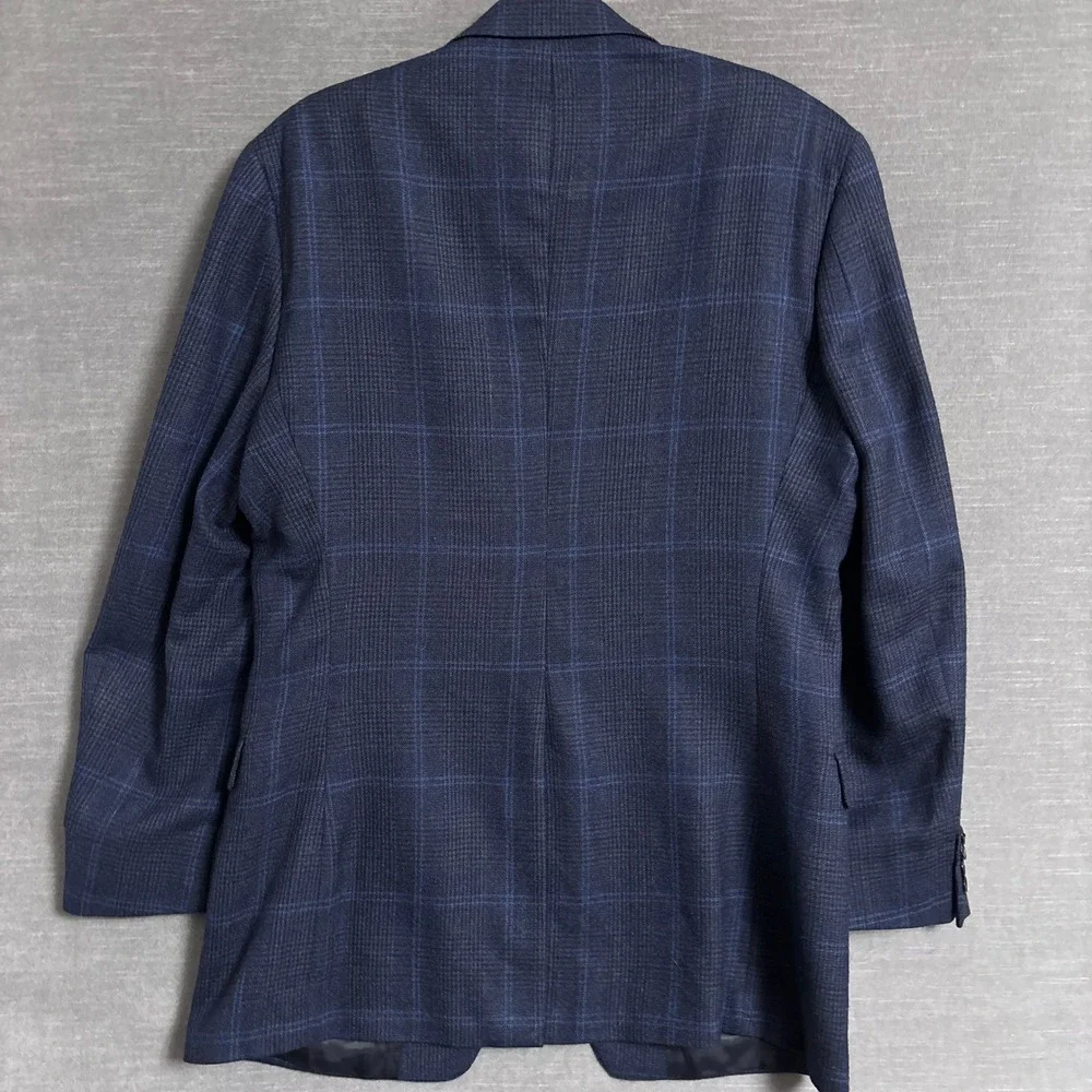 Lauren Ralph Lauren Sport Coat 42R Slim Fit Blue Glen Check Plaid Blazer Jacket